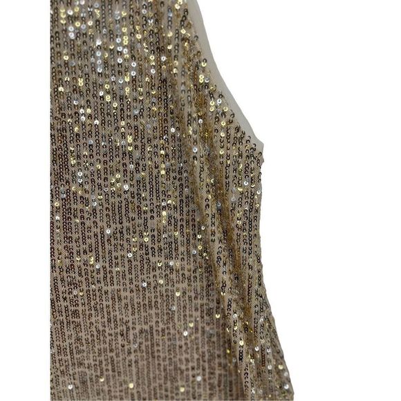 LaLaron Gold Cocktail Dress Small Sequin Evening Gala Slit‎ - Picture 8 of 12